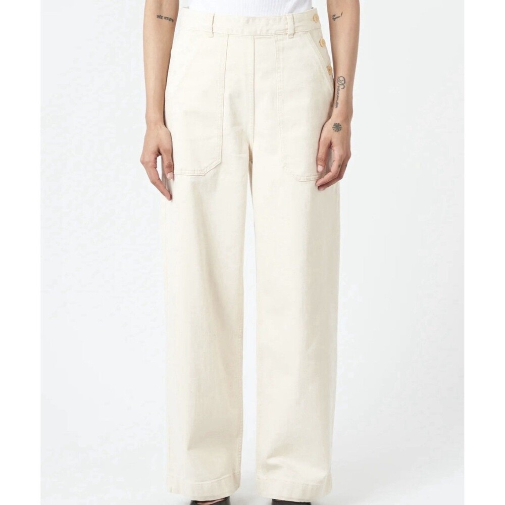 Toast Annie Denim Full Length Trousers Jeans Carpenter Ecru Organic Cotton 16